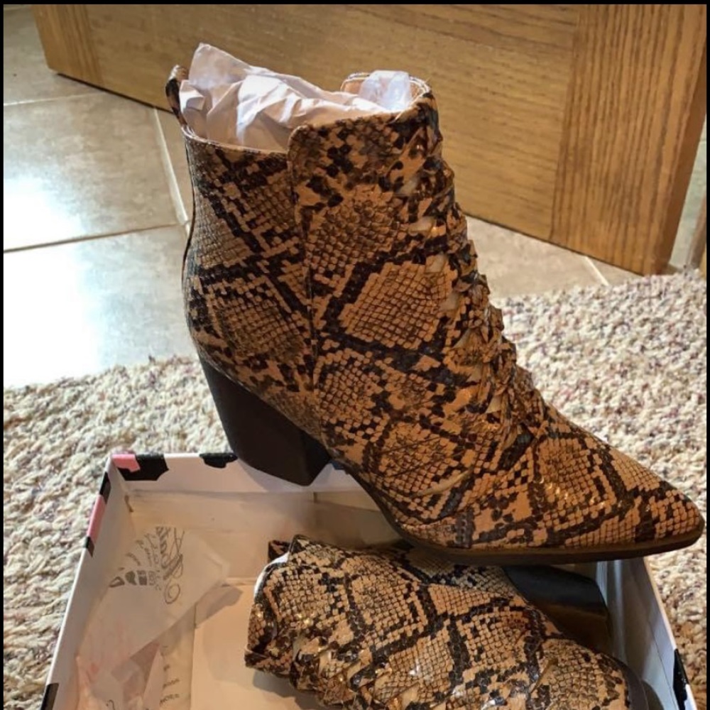 Snake skin print booties